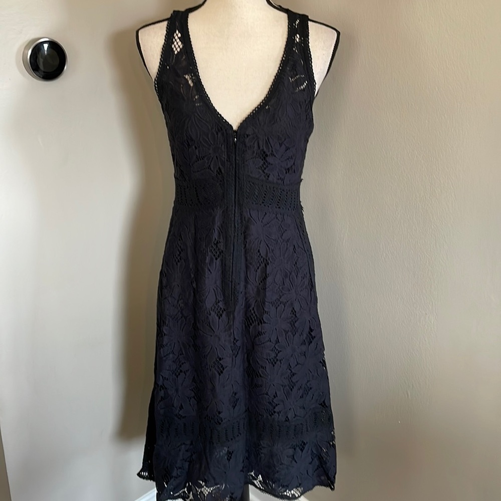 Nanette Leopore Black Lace V-Neck Tank Dress
